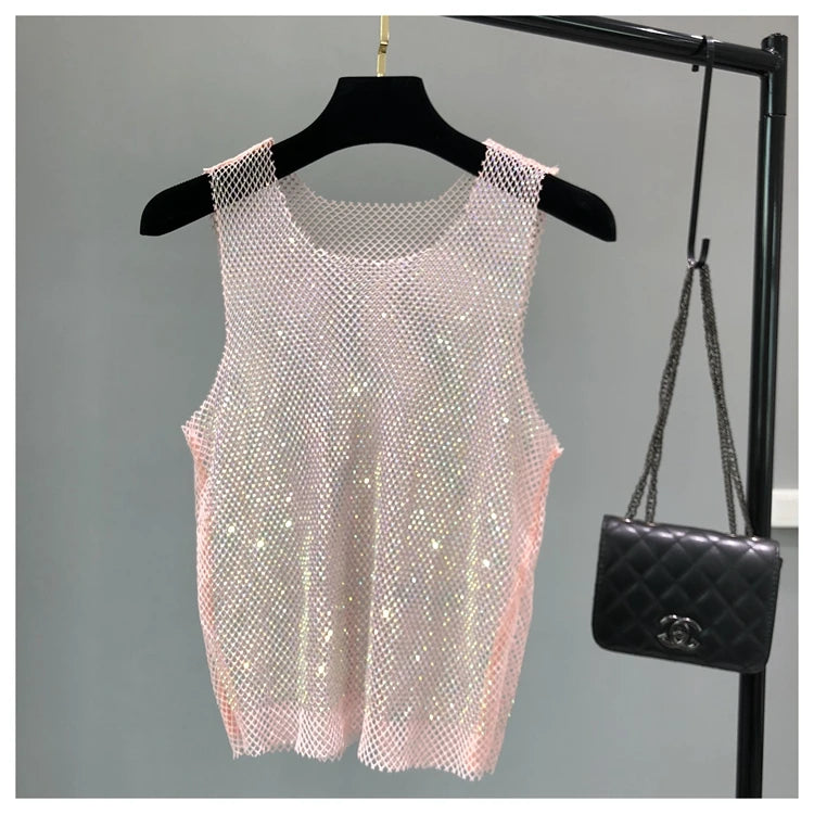Top Brilhante com Cristais para Festa