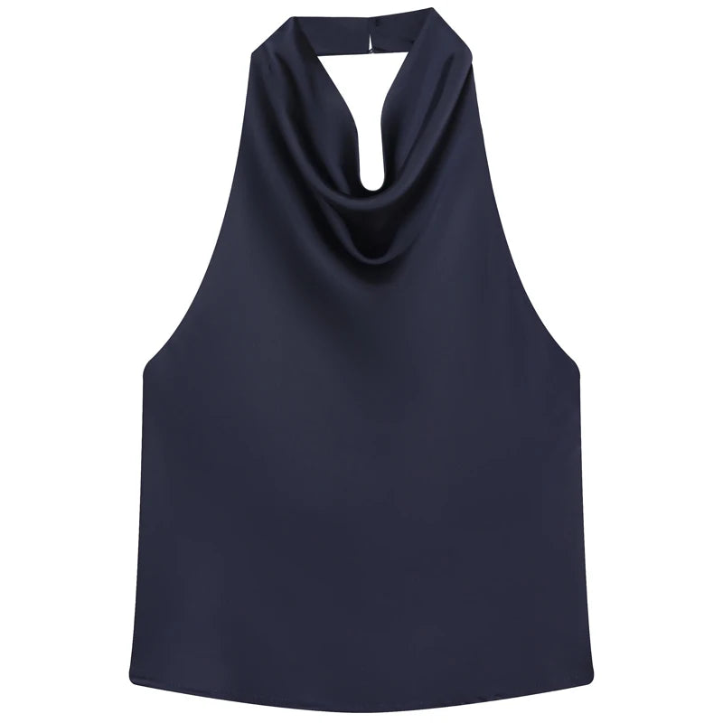 Top Halter de Cetim com Costas Abertas