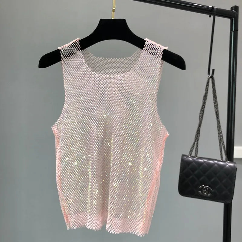 Top Brilhante com Cristais para Festa
