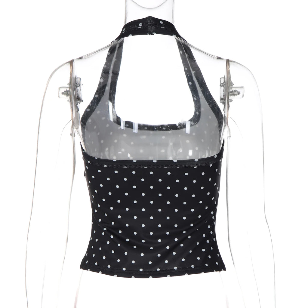 Top Halter com Bolinhas e Costas Abertas