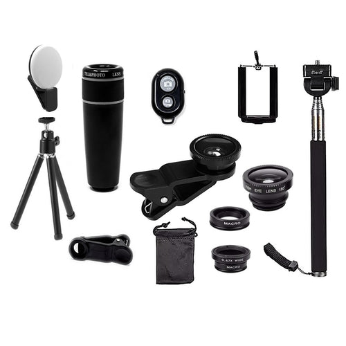 Kit de Lentes para Smartphone 11 em 1